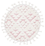 Safavieh Moroccan Tassel Shag 3'-0" x 3'-0" Rug in Ivory / Pink