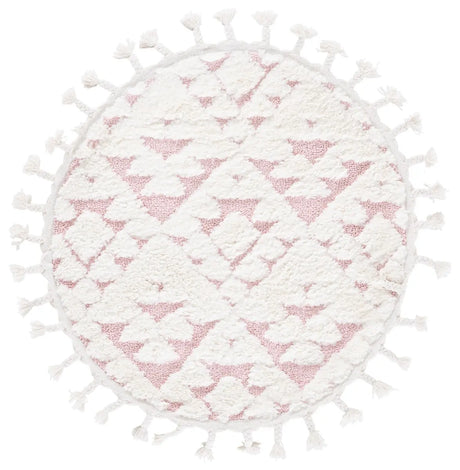 Safavieh Moroccan Tassel Shag 3'-0" x 3'-0" Rug in Ivory / Pink