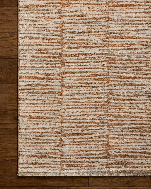 Loloi Nellie NEL-01 Terracotta / Ivory Rug - corner on wood