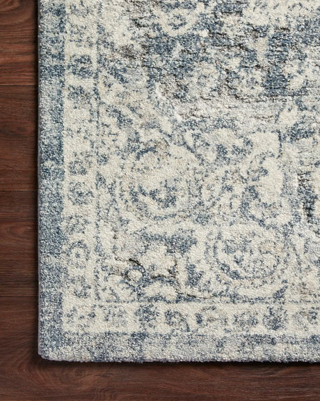 Loloi Theory Thy-02 Ivory/Blue Rugs - corner on wood