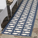 Safavieh Courtyard 2'-3" x 10'-0" Rug in Navy / Beige