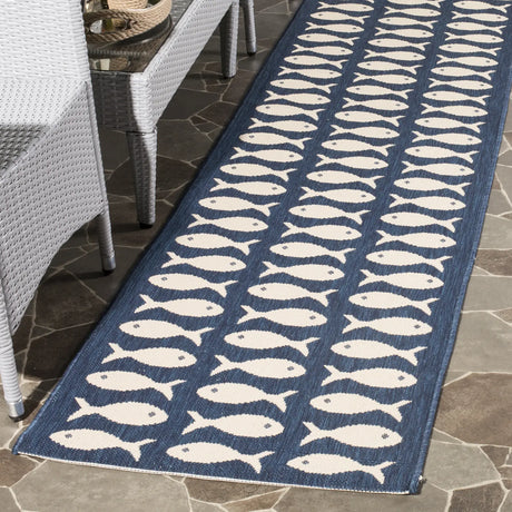 Safavieh Courtyard 2'-3" x 10'-0" Rug in Navy / Beige