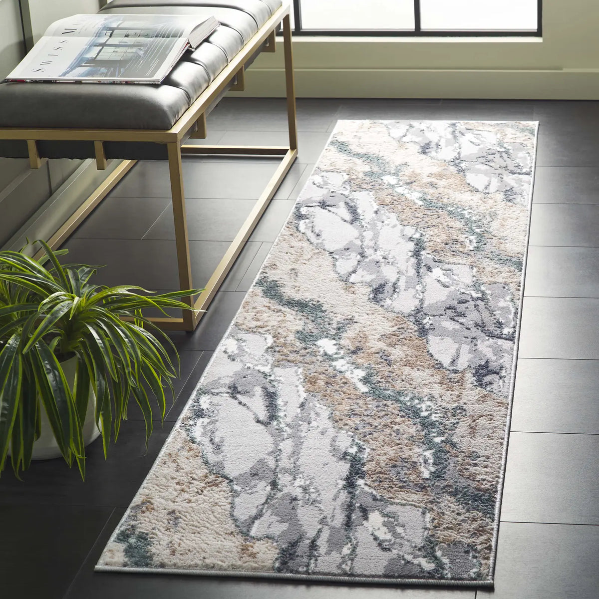 Safavieh Alenia 100 2'-0" x 8'-0" Rug in Grey / Blue