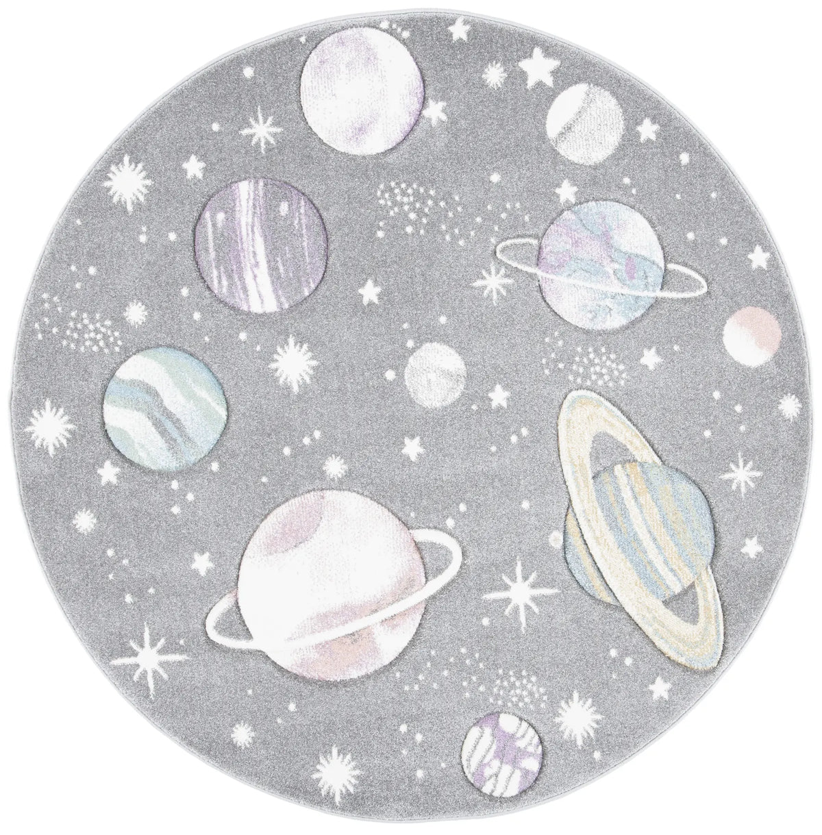 Safavieh Carousel Kids 100 5'-3" x 5'-3" Rug in Grey / Lavender