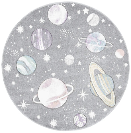 Safavieh Carousel Kids 100 5'-3" x 5'-3" Rug in Grey / Lavender