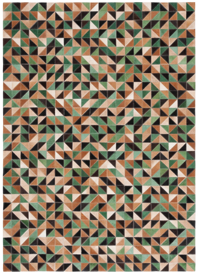Safavieh Studio Leather 4'-0" x 6'-0" Rug in Green / Light Brown