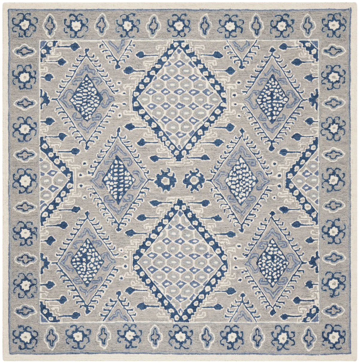 Safavieh Micro-Loop 5'-0" x 5'-0" Rug in Light Grey / Blue