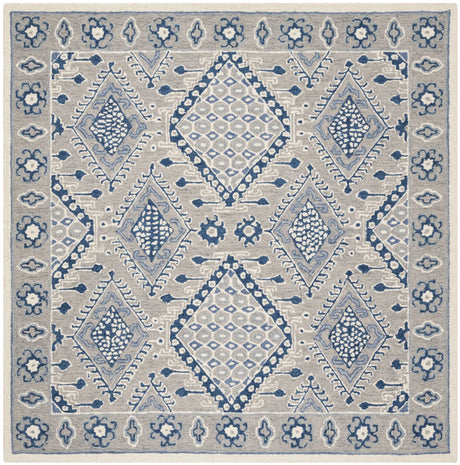 Safavieh Micro-Loop 5'-0" x 5'-0" Rug in Light Grey / Blue