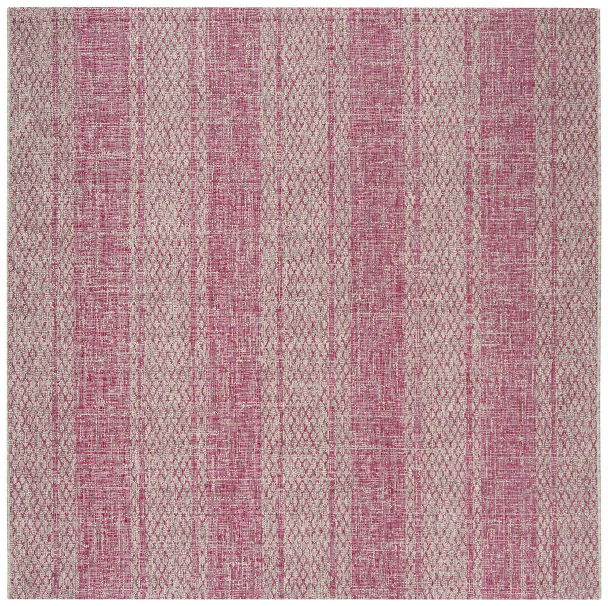 Safavieh Courtyard 6'-7" x 6'-7" Rug in Light Grey / Fuchsia