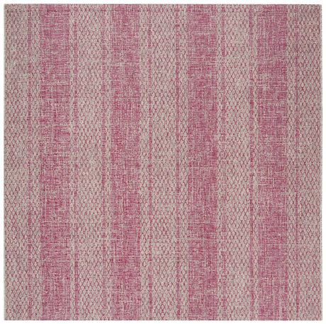 Safavieh Courtyard 6'-7" x 6'-7" Rug in Light Grey / Fuchsia
