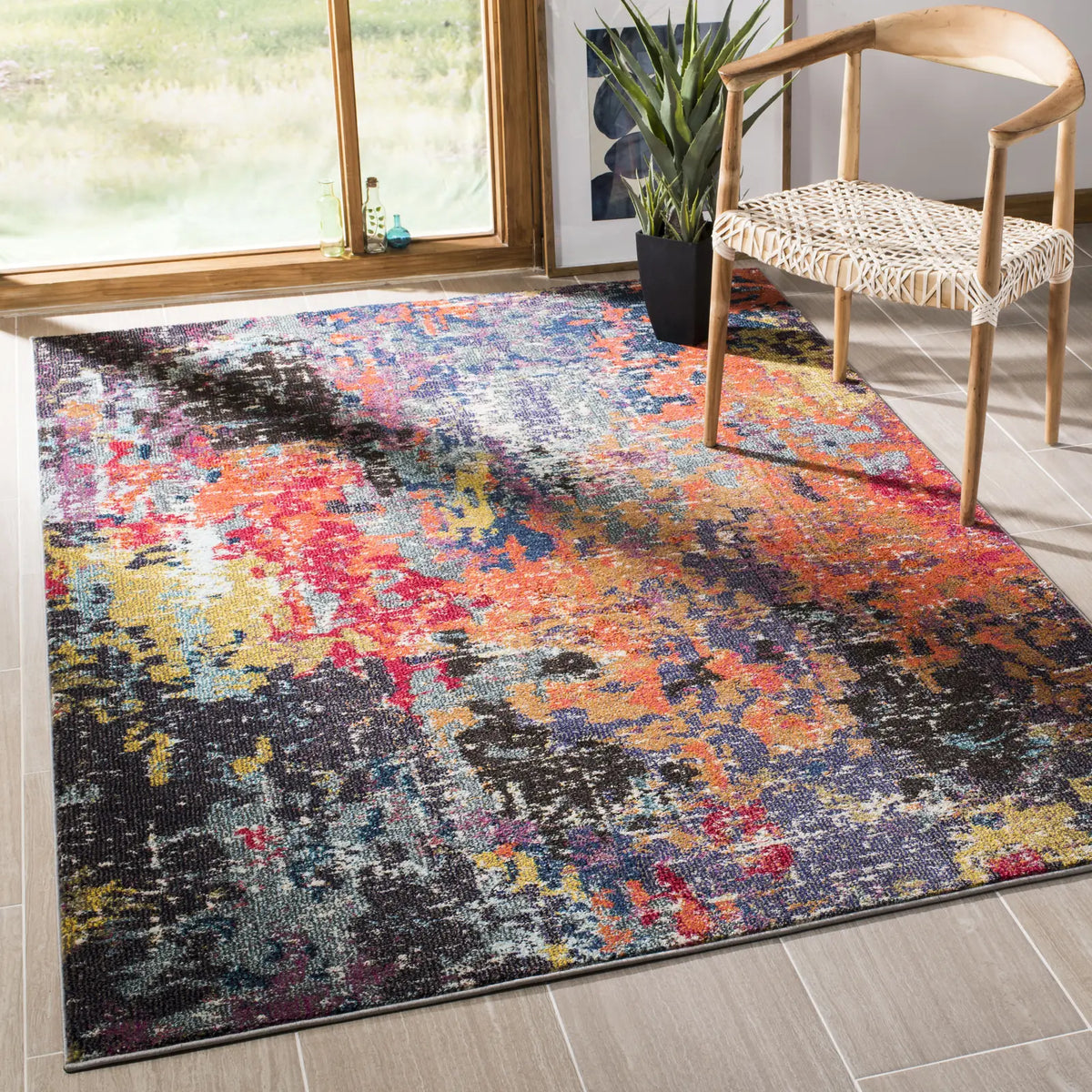 Safavieh Monaco 5'-1" x 7'-7" Rug in Blue / Orange