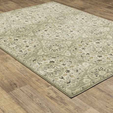 Oriental Weavers Sphinx Florence 4334E Green/ Ivory Rugs - angle detail