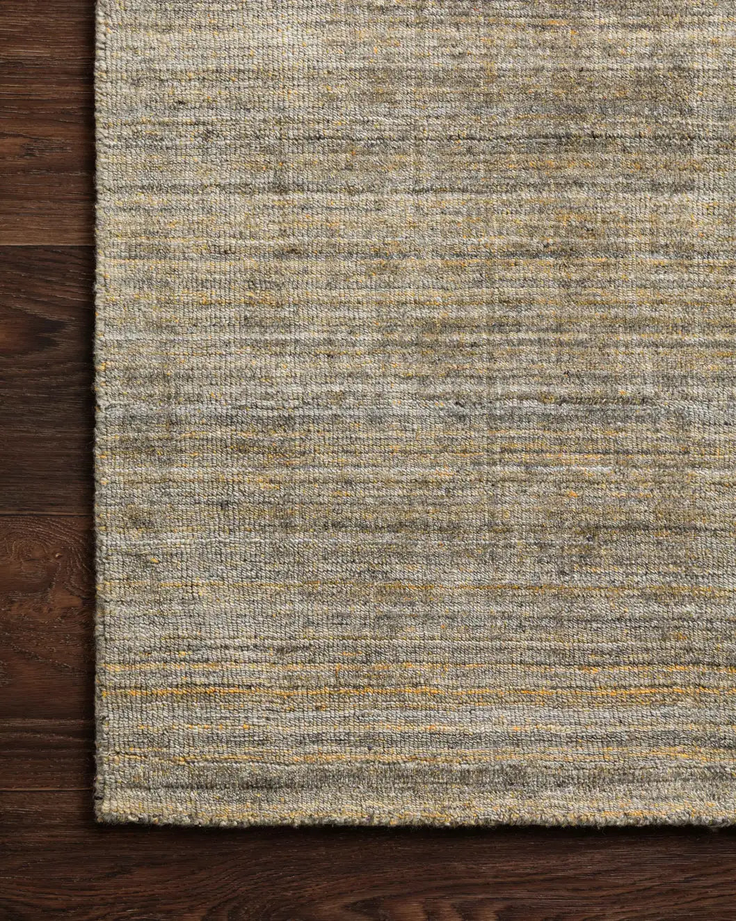 Loloi Pasadena Pas-01 Gold Rug - corner on wood