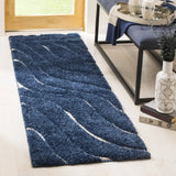 Safavieh Florida Shag 2'-3" x 11'-0" Rug in Dark Blue / Cream