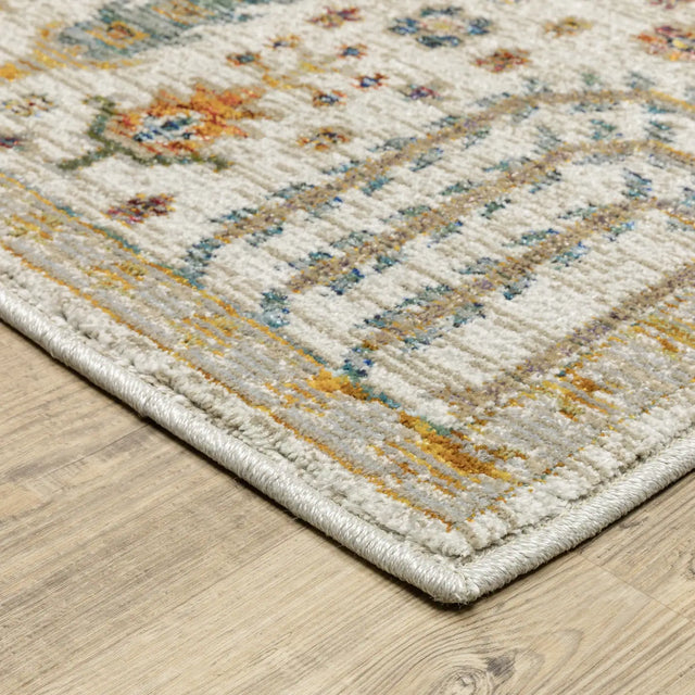 Oriental Weavers Sphinx Andorra 2449B Ivory/ Multi Rug - corner detail