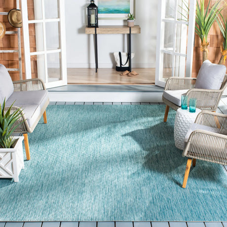 Safavieh Courtyard 10'-0" x 14'-0" Rug in Aqua / Aqua