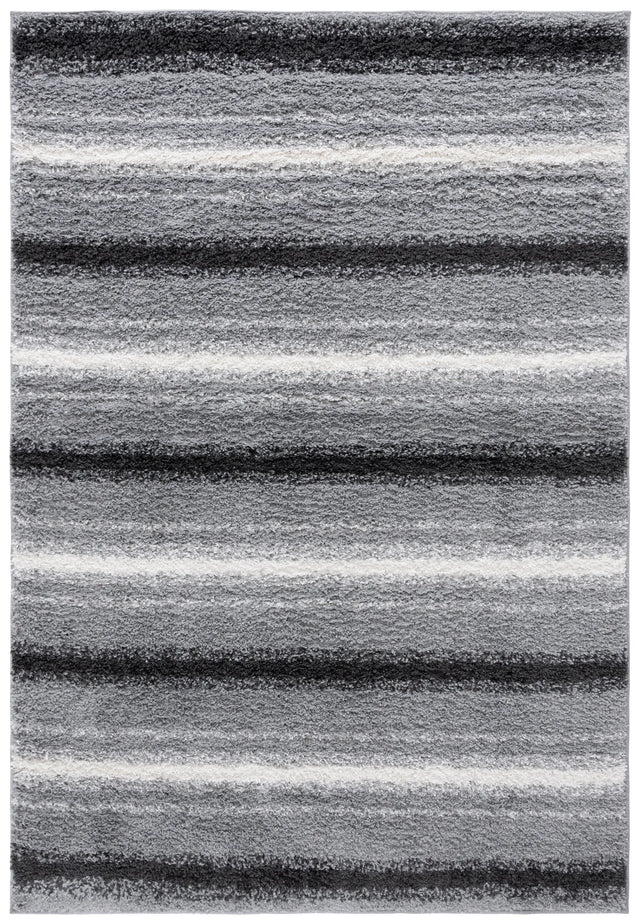Safavieh Border & Stripe Shag 200 4'-5" x 6'-5" Rug in Grey / Black