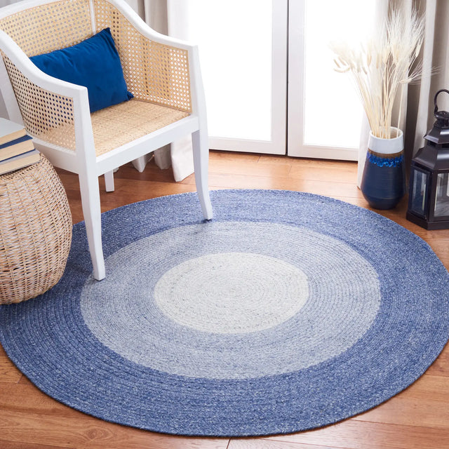 Safavieh Braided 5'-0" x 5'-0" Rug in Blue / Ivory