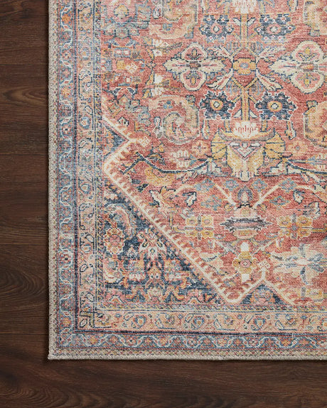 Loloi Adrian Adr-02 Rust/Denim Rug - corner on wood
