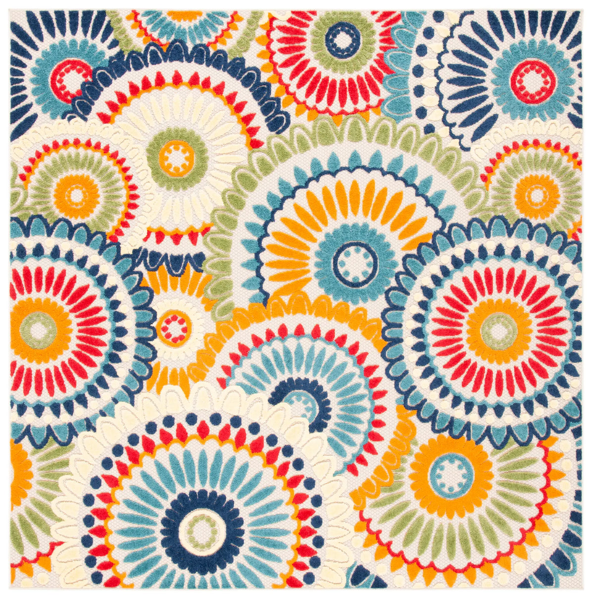 Safavieh Cabana 6'-7" x 6'-7" Rug in Blue / Ivory