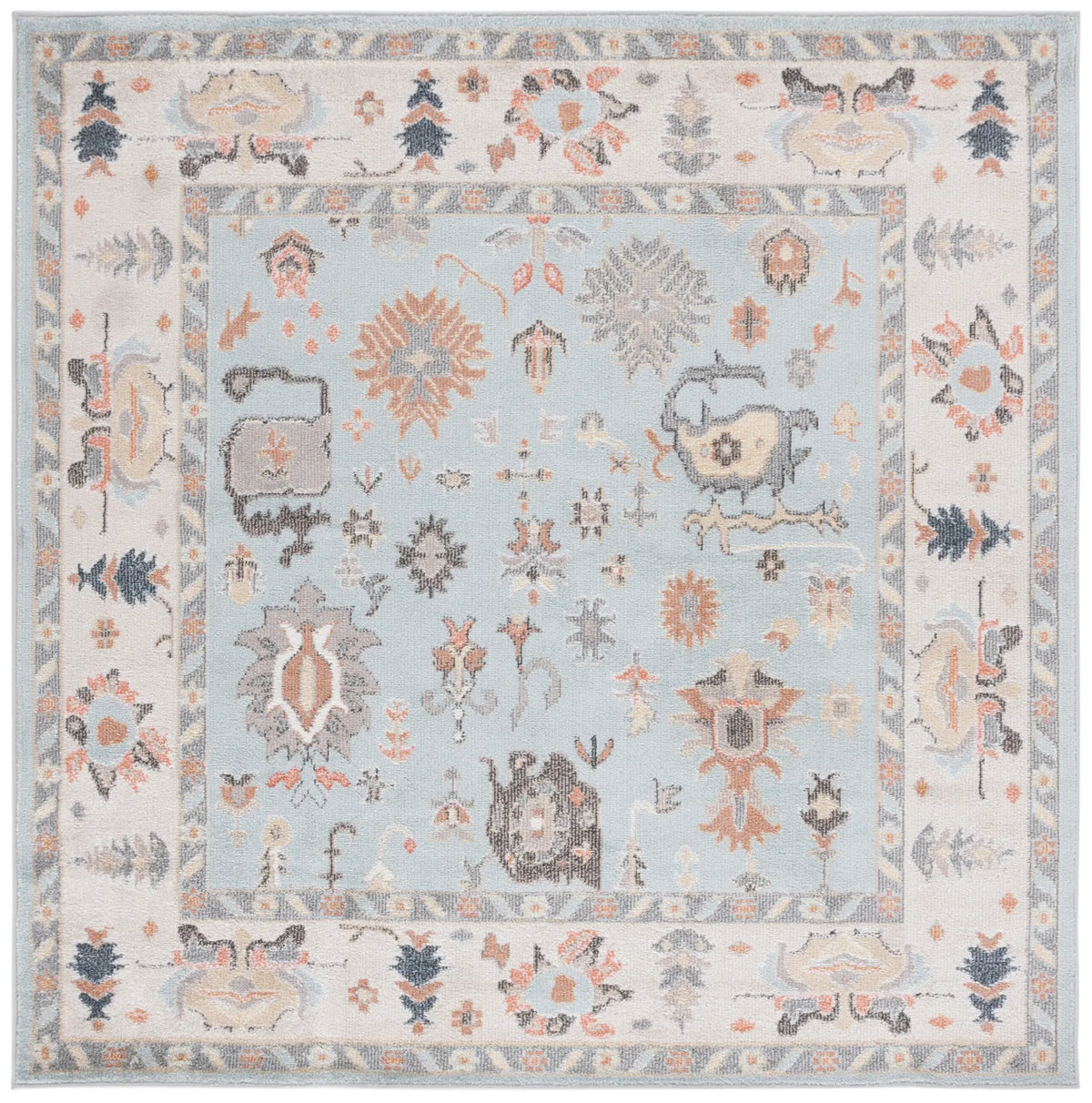 Safavieh Phoenix 500 6'-7" x 6'-7" Rug in Light Blue / Ivory Grey