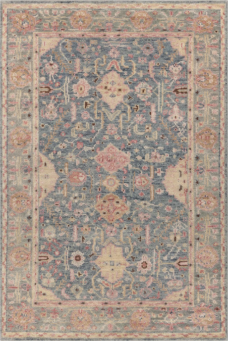 Chandra Wendi WEN-58103 Blue / Gold / Green / Multi rug, flat view