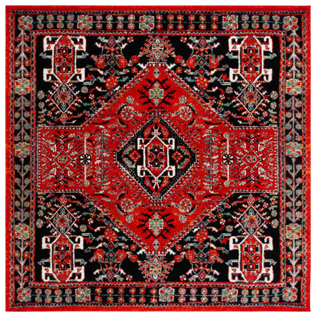 Safavieh Vintage Hamadan 6'-7" x 6'-7" Rug in Red / Black