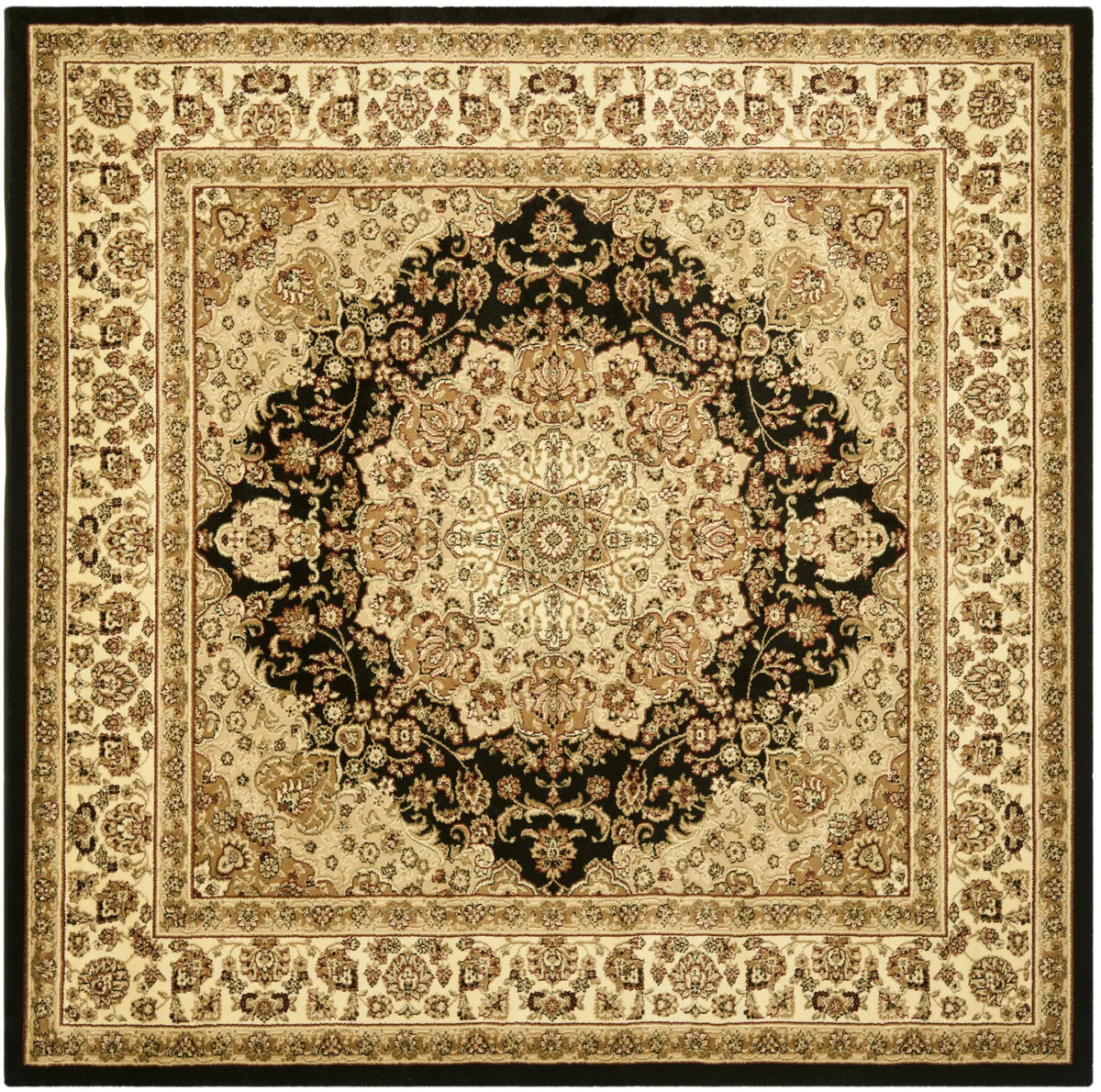 Safavieh Lyndhurst 8'-0" x 8'-0" Rug in Black / Ivory