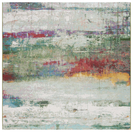 Safavieh Barbados 500 6'-6" x 6'-6" Rug in Green / Blue Purple
