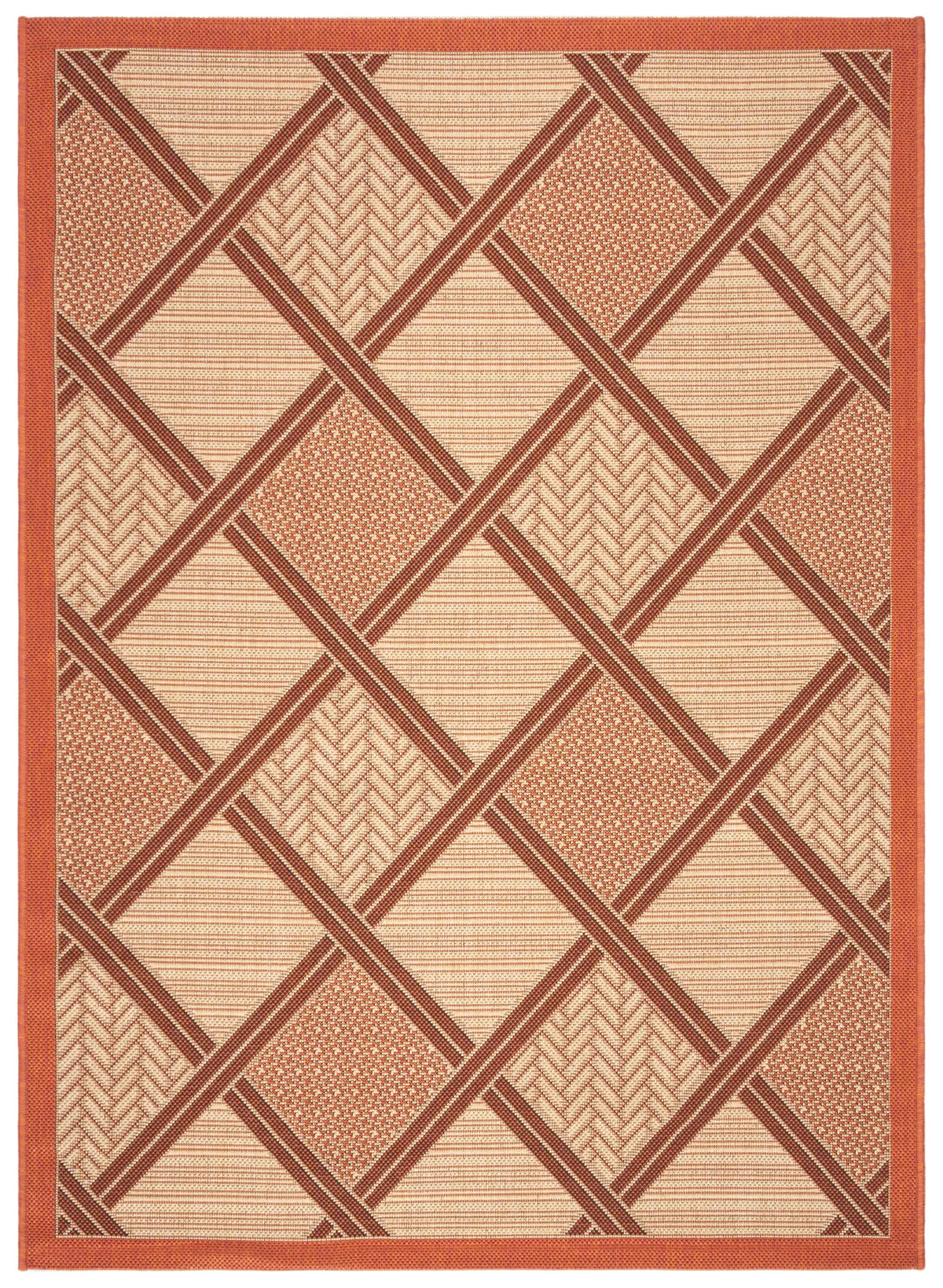 Safavieh Courtyard 4'-0" x 5'-7" Rug in Cream / Terracotta