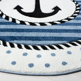 Safavieh Carousel Kids 100 5'-3" x 5'-3" Rug in Navy / Ivory