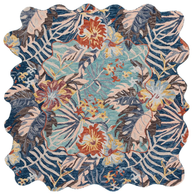 Safavieh Jardin 6'-0" x 6'-0" Rug in Navy / Turquoise