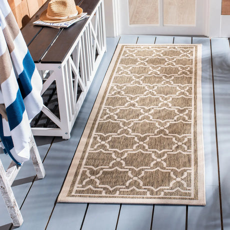 Safavieh Courtyard 2'-3" x 10'-0" Rug in Brown / Bone