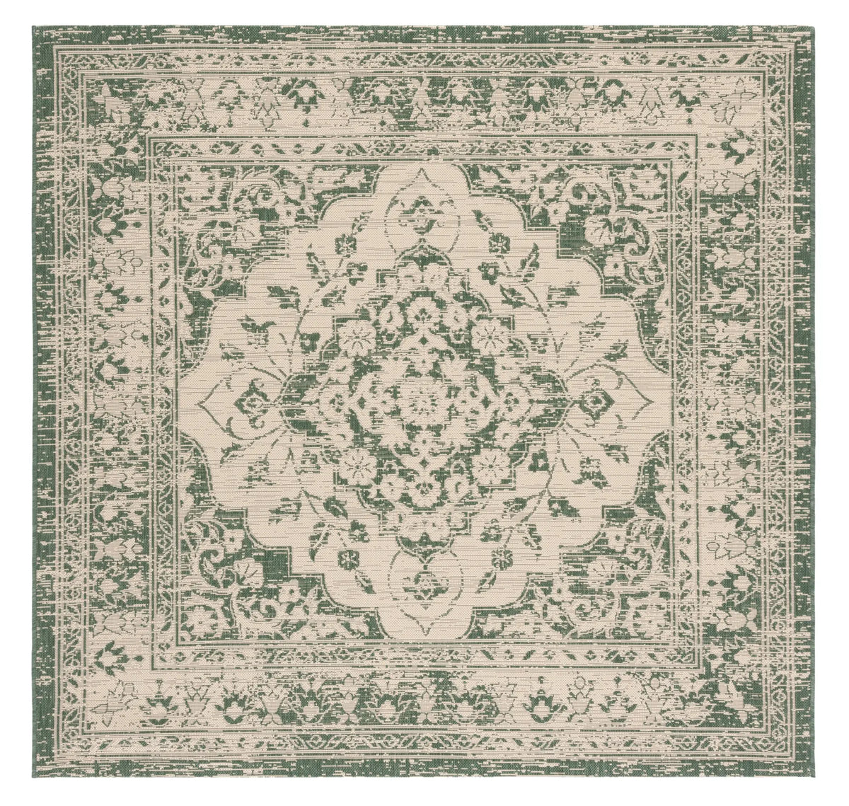 Safavieh Courtyard 6'-7" x 6'-7" Rug in Beige / Dark Green