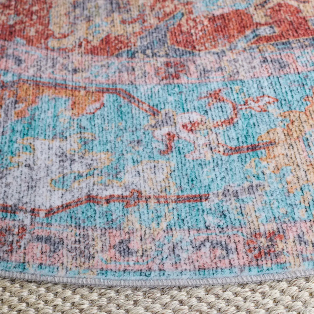 Safavieh Martha Stewart Washable 6'-0" x 6'-0" Rug in Turquoise / Rust