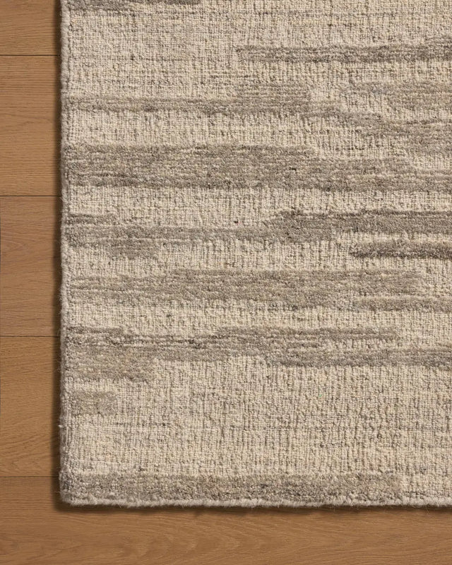 Loloi Hartley HRT-02 Silver / Grey Rug - corner on wood
