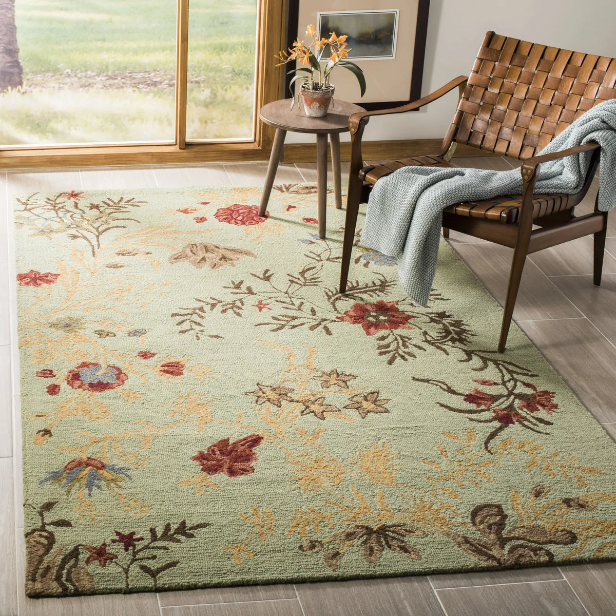 Safavieh Blossom 5'-0" x 8'-0" Rug in Light Green / Multi