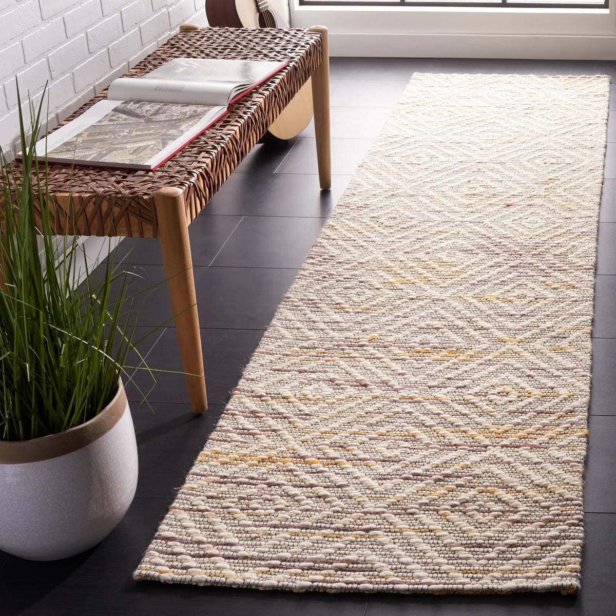Safavieh Marbella 2'-3" x 9'-0" Rug in Ivory / Dark Brown