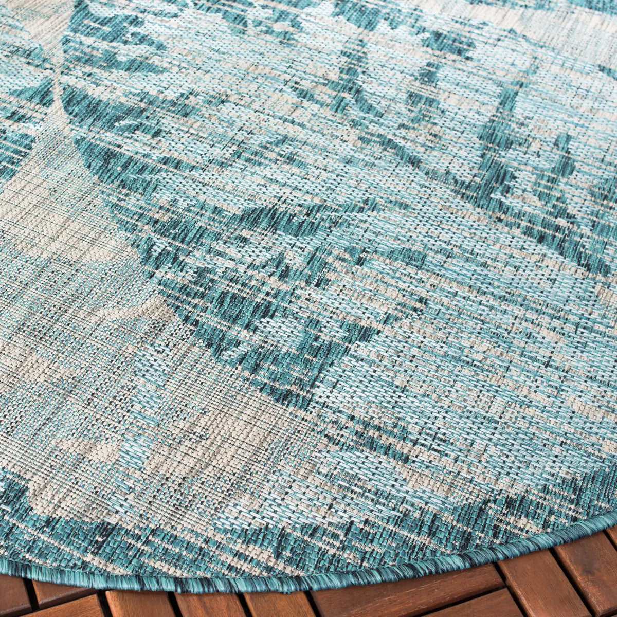 Safavieh Courtyard 6'-7" x 6'-7" Rug in Grey / Aqua