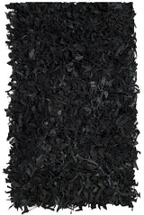Safavieh Leather Shag 2'-3" x 4'-0" Rug in Black
