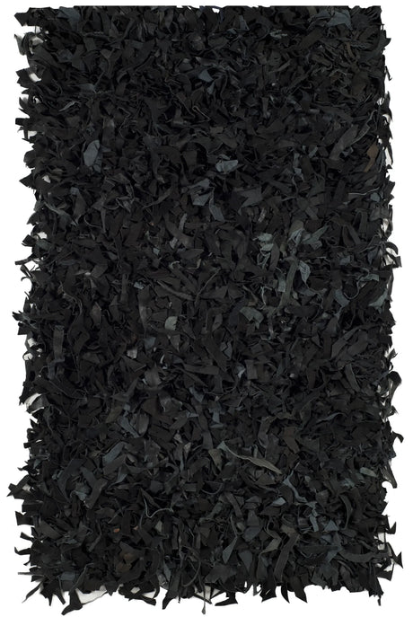 Safavieh Leather Shag 2'-3" x 4'-0" Rug in Black