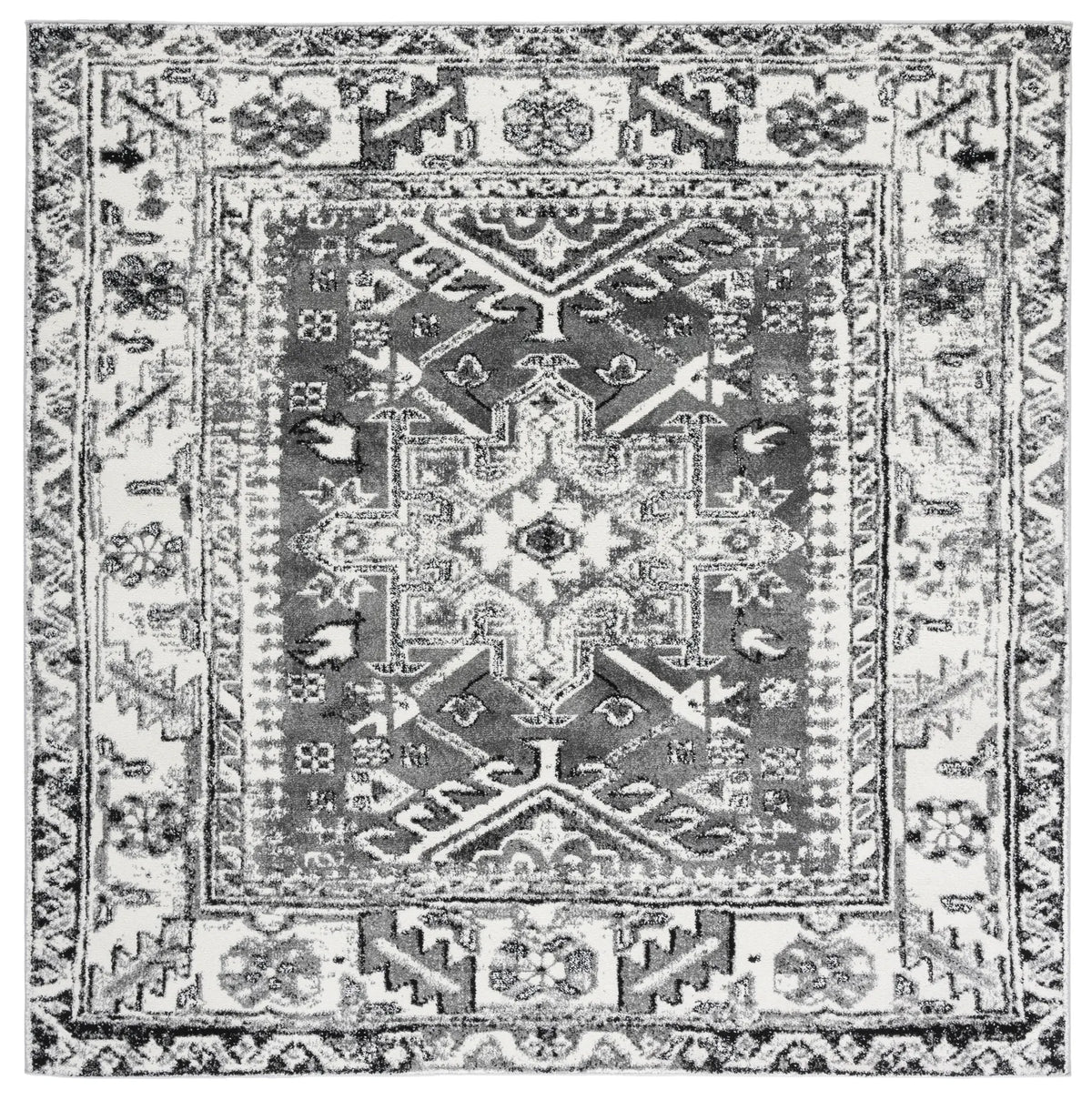 Safavieh Vintage Hamadan 6'-7" x 6'-7" Rug in Grey / Ivory