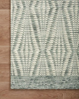 Loloi Kenzie Knz-01 Ivory/Sage Rugs - corner on wood