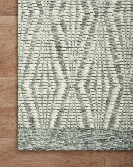 Loloi Kenzie Knz-01 Ivory/Sage Rugs - corner on wood