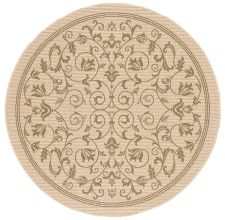 Safavieh Courtyard 5'-3" x 5'-3" Rug in Natural / Olive