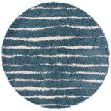 Safavieh Venus Shag 600 6'-7" x 6'-7" Rug in Turquoise / Ivory
