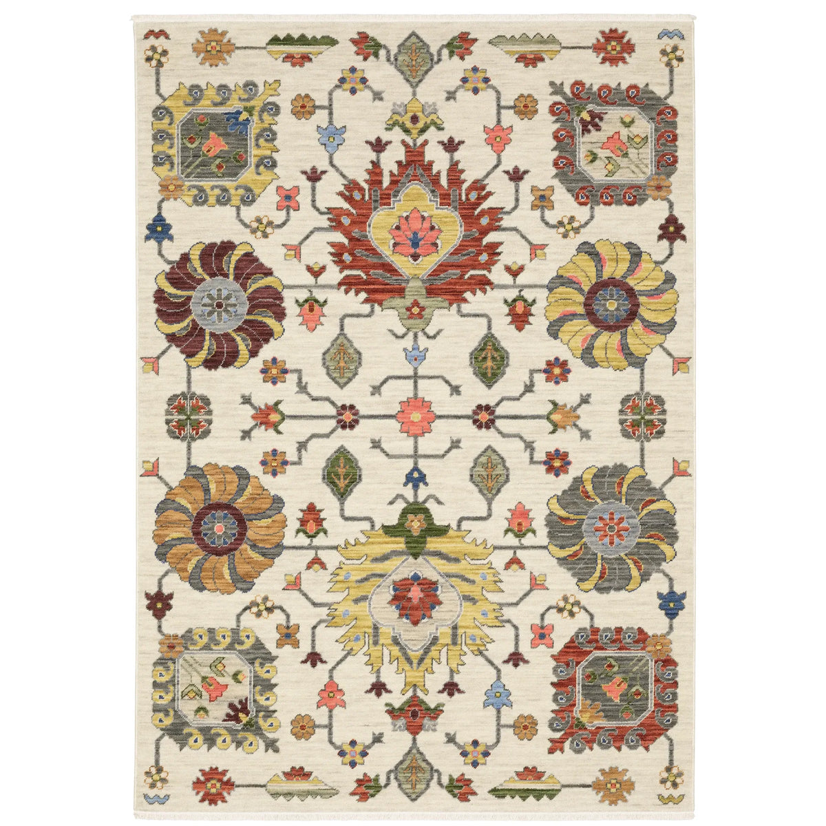 Oriental Weavers Lucca 8111W Ivory/ Multi Rug - main flat