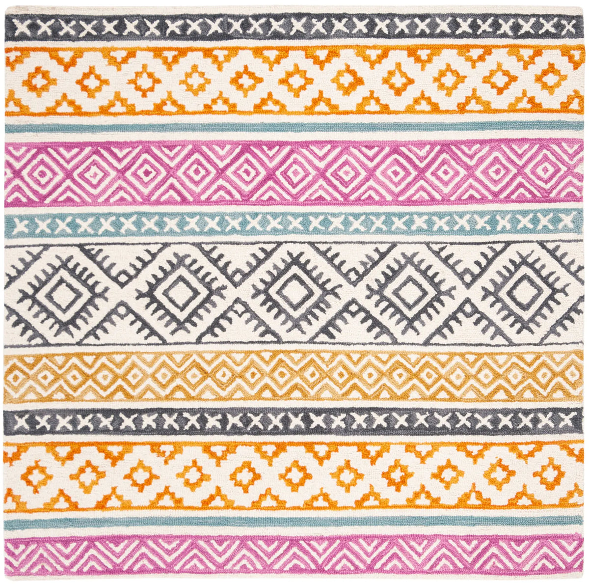 Safavieh Micro-Loop 5'-0" x 5'-0" Rug in Ivory / Rust