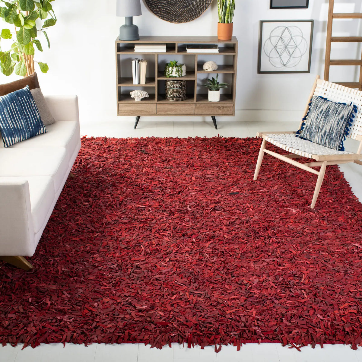 Safavieh Leather Shag 6'-0" x 9'-0" Rug in Red