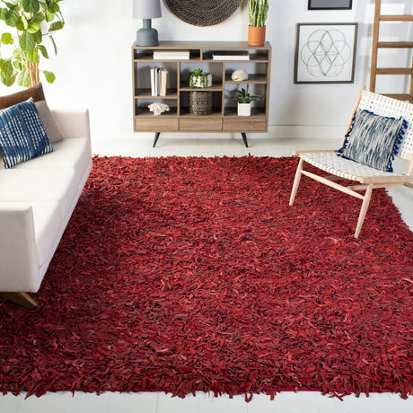 Safavieh Leather Shag 6'-0" x 9'-0" Rug in Red